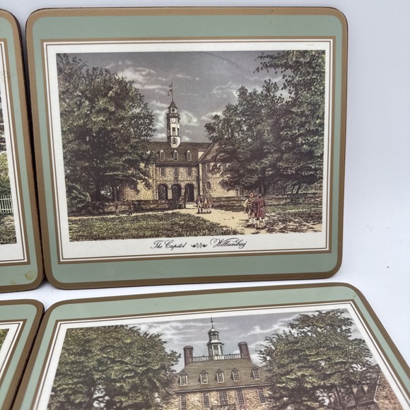 Vintage Williamsburg VA Pimpernel Cork Backed Coaster Set (6) 4x4 (4) 8.5x7.5 - Picture 9 of 13